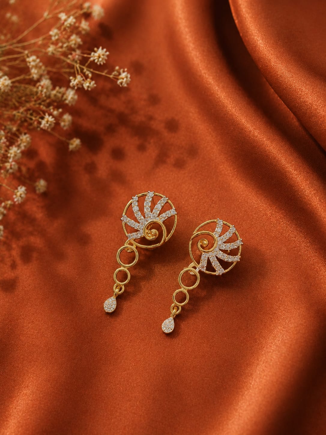 Elegant Gold & American Diamond Necklace Set with Matching Earrings | Designer Party Wear Jewellery - Image 4